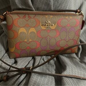 Coach Brown and Pink Signature C Crossbody Bag
